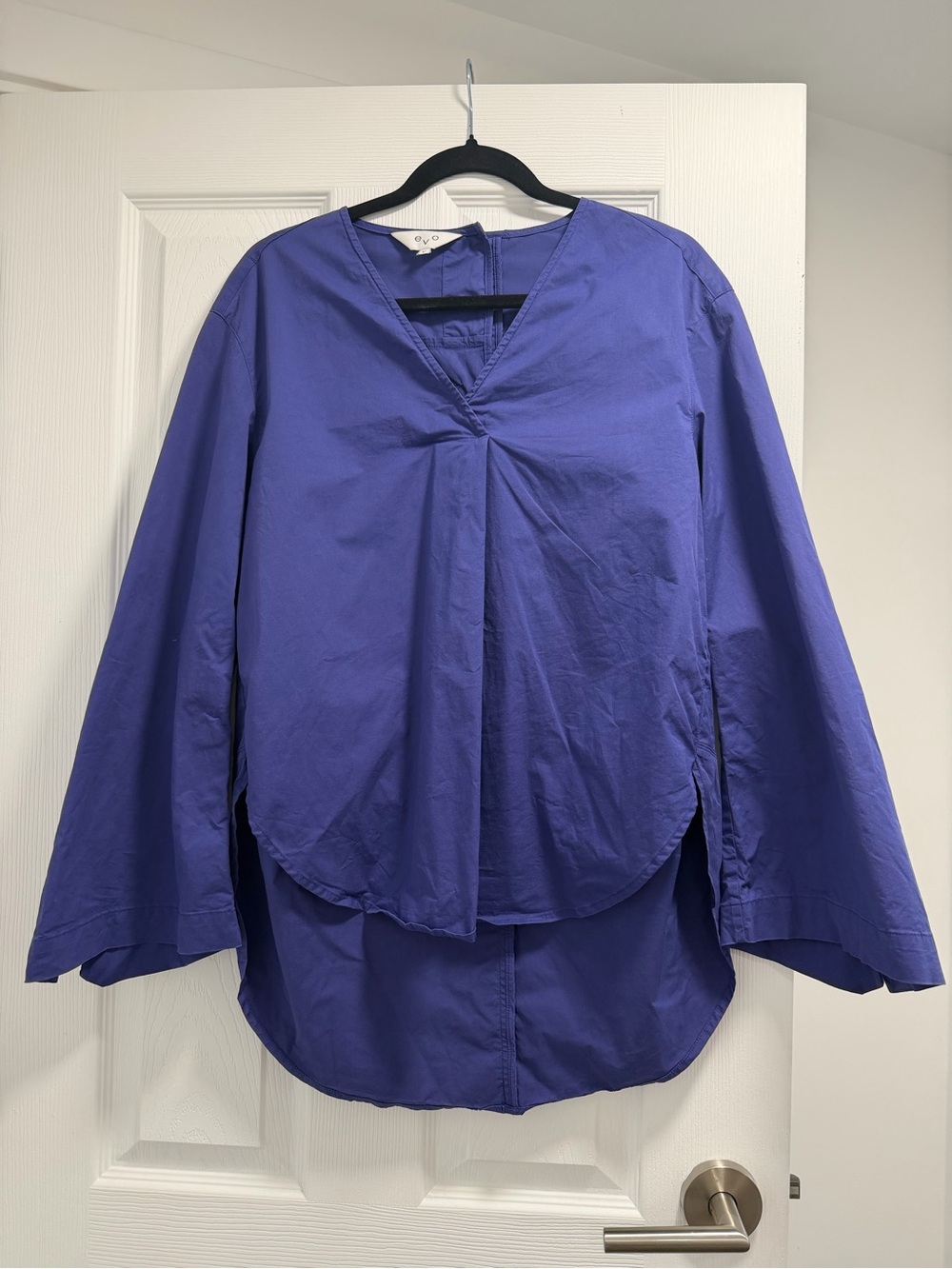 Relaxed V-Neck Tunic Blouse in Royal Blue